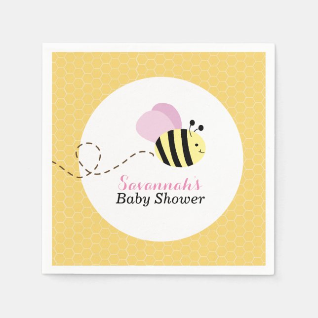 Humble Bee Pink Wings Custom Napkins Serviette (Vorderseite)