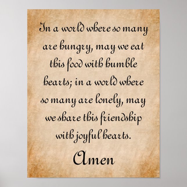 Humble Hearts Mealtime Prayer Poster (Vorne)