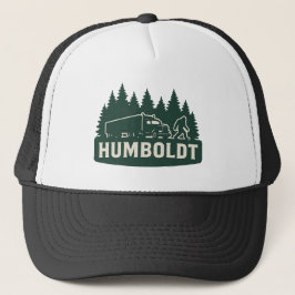 Humboldt Bigfoot-Sattelzug und Wald-Silhouette Truckerkappe