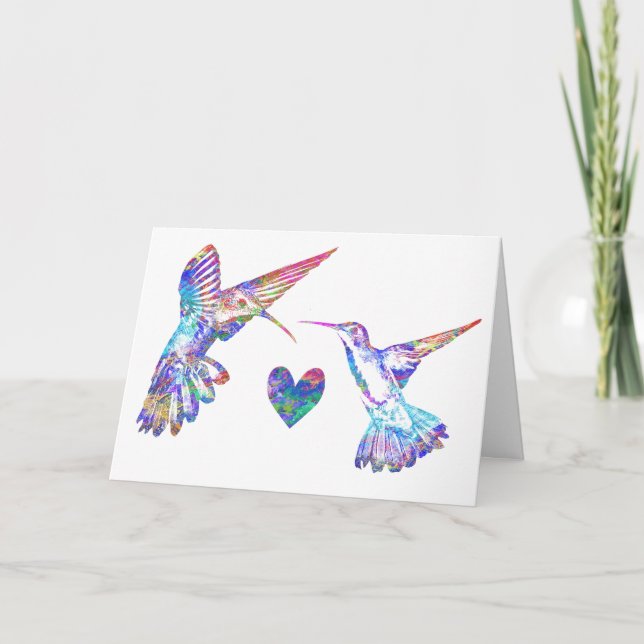 Humingvögel und Herz Karte (Vorderseite)