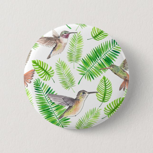 Humingvögel und tropische Blätter Button (Vorderseite)