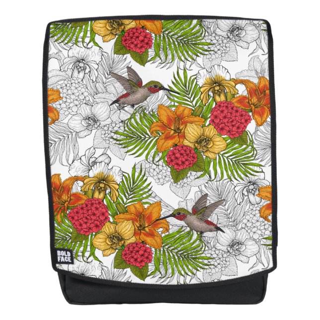 Humingvögel und tropisches Bouquet Rucksack (Vorderseite)