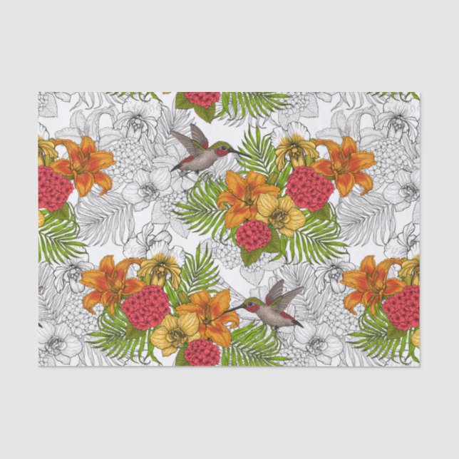Humingvögel und tropisches Bouquet Seidenpapier (Vorderseite)