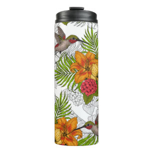 Humingvögel und tropisches Bouquet Thermosbecher