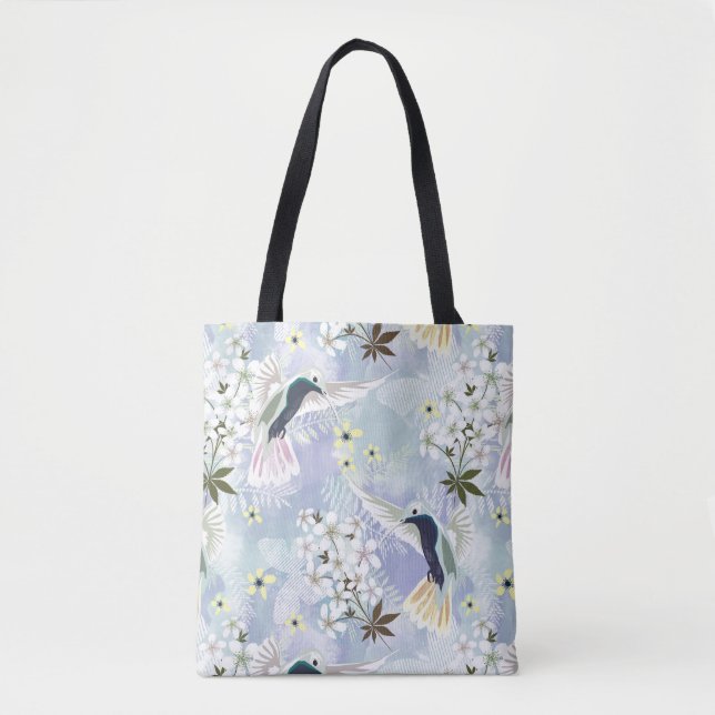 Humingvogel und weiße Blume Tasche (Vorderseite)
