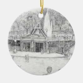 Humiston Pool vor Springbrunnen entfernt Ornament