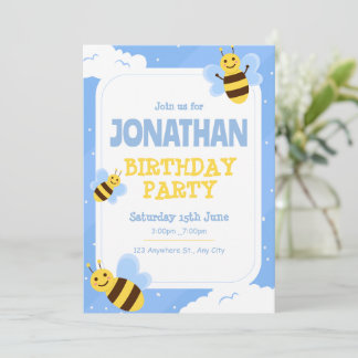 Humle Bee Birthday Einladung, Bee 1. Geburtstag Einladung