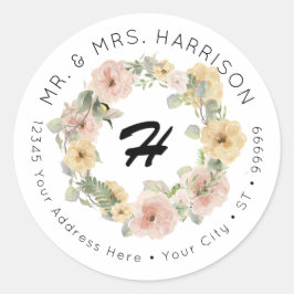 Humle Bee Blush Yellow Aquarelladresse Runder Aufkleber