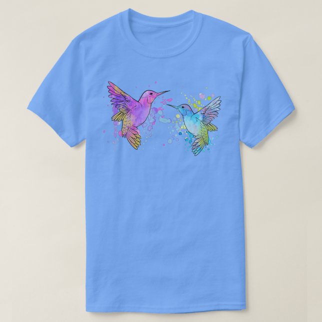 Hummbingbirds Wasserfarbenfroh Pink Blue Hummin T-Shirt (Design vorne)