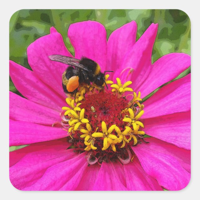 Hummel am Arbeitsplatz Quadratischer Aufkleber (Vorderseite)