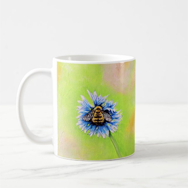 Hummel auf einer Blume Malerei Kaffeetasse (Links)