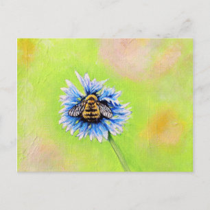 Hummel auf einer Blume Malerei Postkarte
