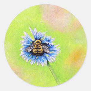 Hummel auf einer Blume Malerei Runder Aufkleber