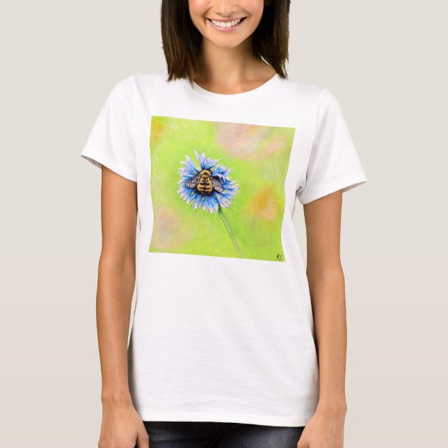 Hummel auf einer Blume Malerei T-Shirt (Vorderseite)