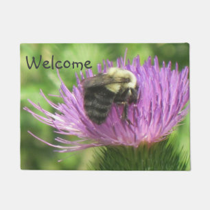 Hummel auf lila Distel Fußmatte