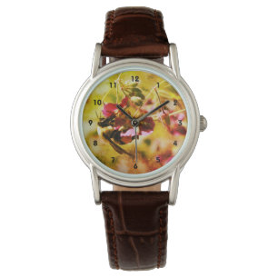 Hummel auf rosa Blume Abstrakt gestört Armbanduhr