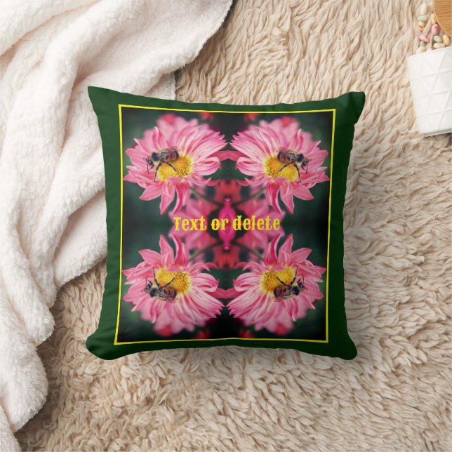 Hummel auf rosa Daisy Blume Personalisiert Kissen (Decke)
