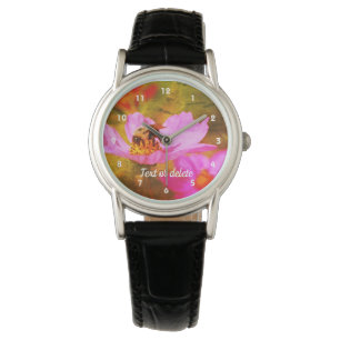 Hummel auf rosa Kosmos Abstrakt Personalisiert Armbanduhr