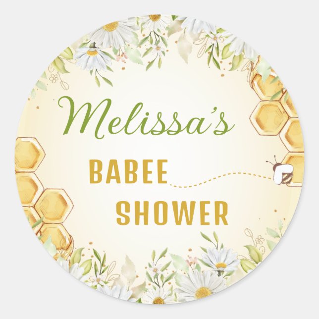 Hummel Baby Dusche Gelbe Daisy Wildblume Biene Runder Aufkleber (Vorderseite)