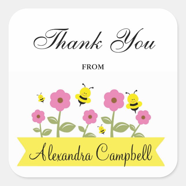 Hummel Bee Baby Dusche Danke Stickers (Vorderseite)