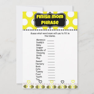 Hummel Bee Finish Mommy's Phrasen Baby Shower Game