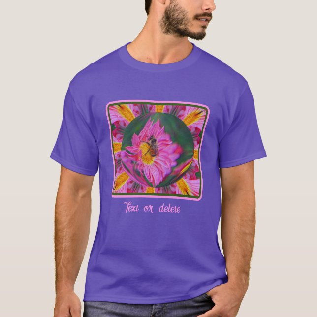 Hummel Bee Pink Daisy Abstrakte Natur T-Shirt (Vorderseite)