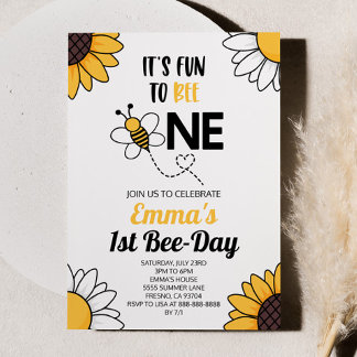 Hummel Bee Sunblumen Erstes 1. Geburtstag Party Einladung