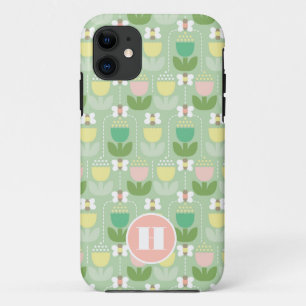 Hummel Bee & Tulips rosa & grüne Monogramm Case-Mate iPhone Hülle