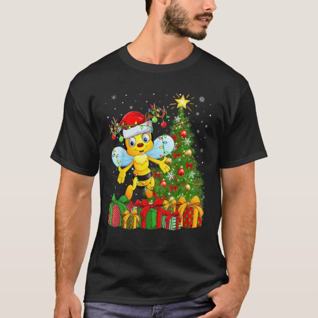 Hummel Bee Xmas Tree Lighting Weihnachtsmannmütze  T-Shirt (Vorderseite)