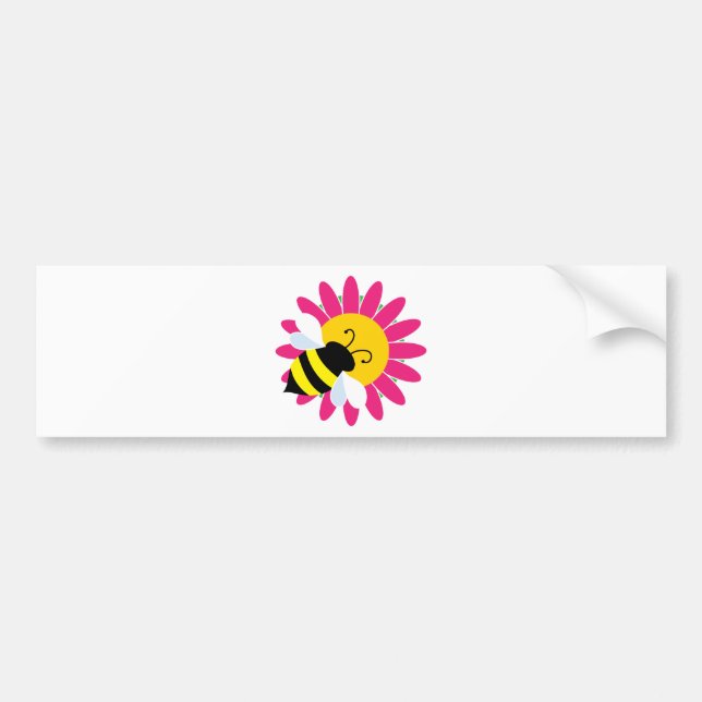 Hummel-Biene auf Blume Autoaufkleber (Vorne)