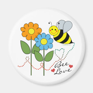 Hummel-Biene mit Blumen-Bienen-Liebe Magnet
