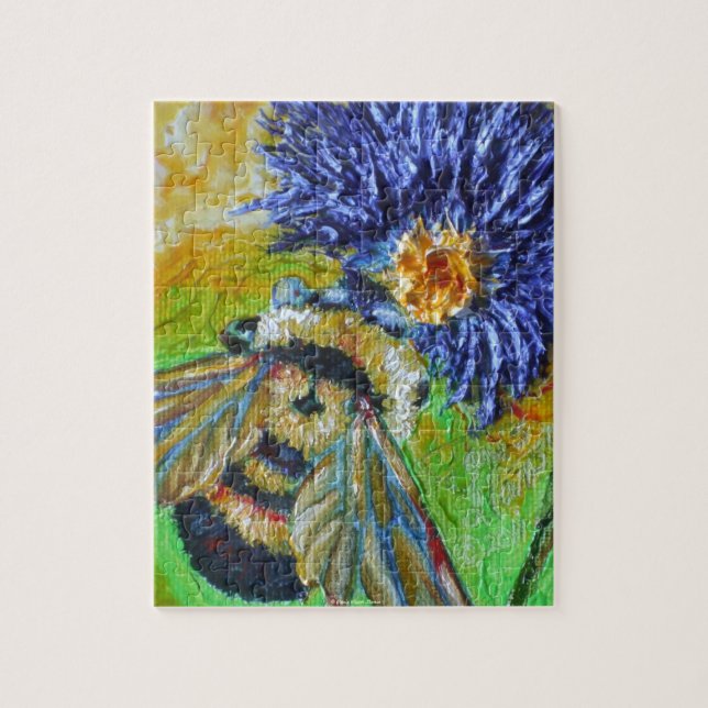 Hummel-Bienen-u. blaue Aster-Puzzle (Vertikal)