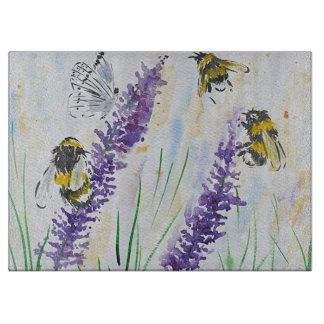 Hummel-Bienen und Lavendel Schneidebrett