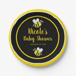 Hummel Black & Yellow White Bee Thema Kinderdusche Pappteller