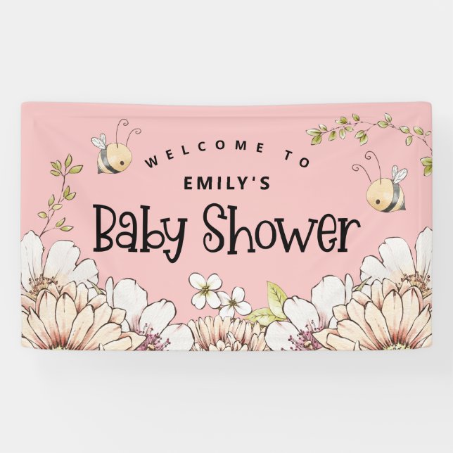 Hummel Florals Herzlich willkommen im Baby Shower  Banner (Horizontal)