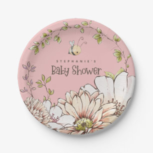 Hummel Florals Name Baby Pink Dusche Pappteller