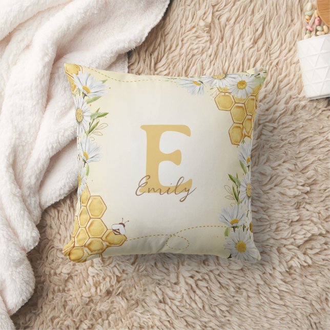 Hummel Honey Bee Monogram Name Kid Baby Kinderzimm Kissen (Decke)