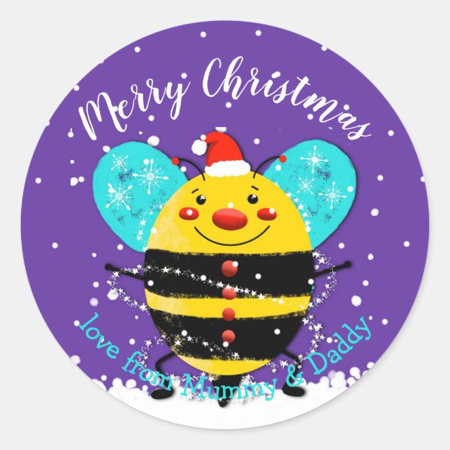 Hummel Honigbiene von Weihnachten Geschenk Runder Aufkleber (Vorderseite)