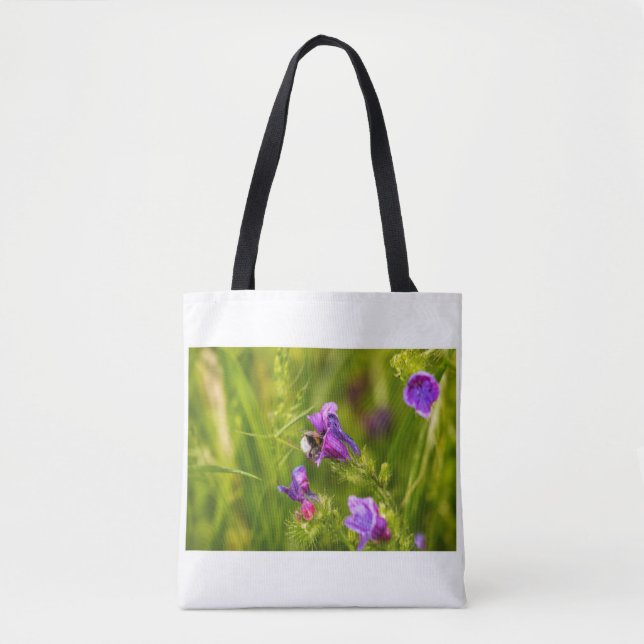 Hummel in Blüte Tasche (Vorderseite)