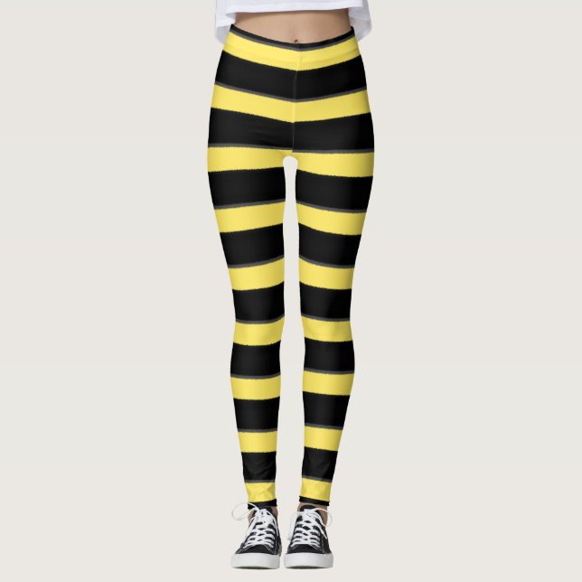Hummel-inspiriertes schwarzes/gelbes leggings (Vorderseite)