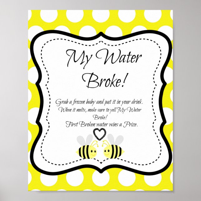 Hummel, mein Wasserbroke! Baby Shower Game Poster (Vorne)