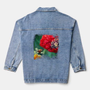 Hummel mit Rotem Mohn Floral Modern Jeansjacke