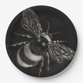 Hummel-Schwarzweiss-Motiv huscht herüber Pappteller