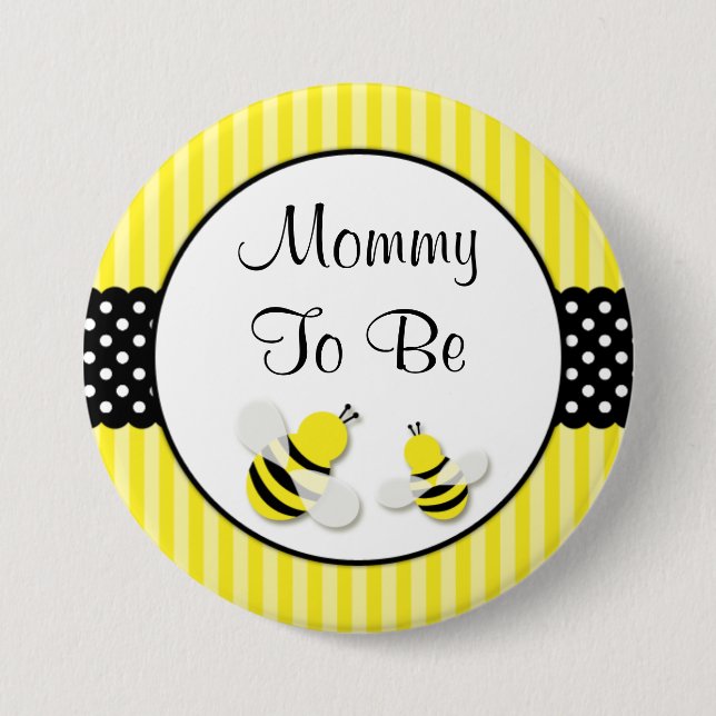 Hummel Striped Polka Dots Baby Dusche Mommy Button (Vorderseite)