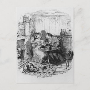 Hummel und Frau Corney nehmen Tee Postkarte
