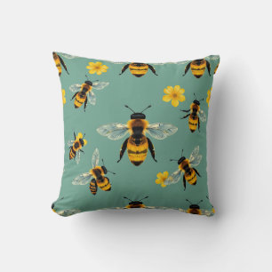 Hummel-Wasserfarbe Realistische Honigwabe Kissen
