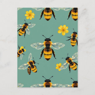 Hummel-Wasserfarbe Realistische Honigwabe Postkarte