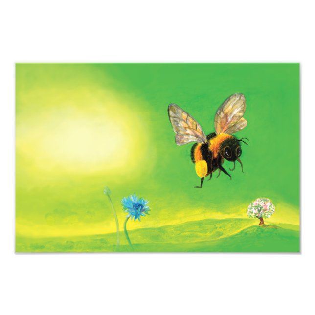 Hummelbiene, die über eine Wiese fliegt Fotodruck (Vorne)
