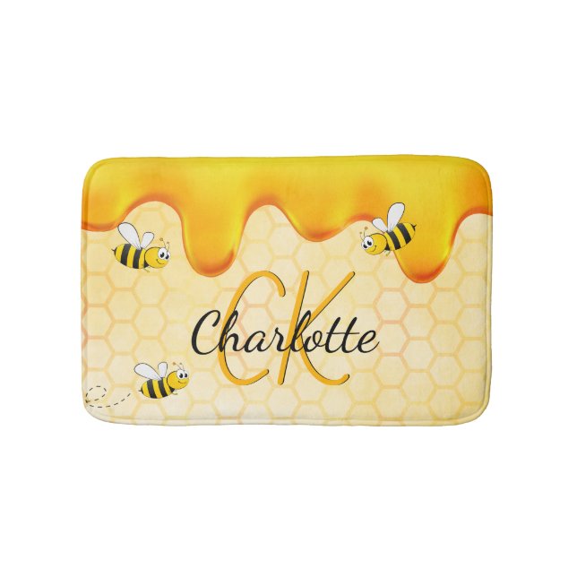 Hummelbienen, Honigwabenhonig, das ein Monogramm t Badematte (Vorderseite)