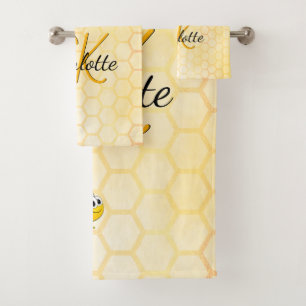Hummelbienen, Honigwabenhonig, das ein Monogramm t Badhandtuch Set